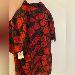 Red Rose Patterned Men’s dress shirt- New